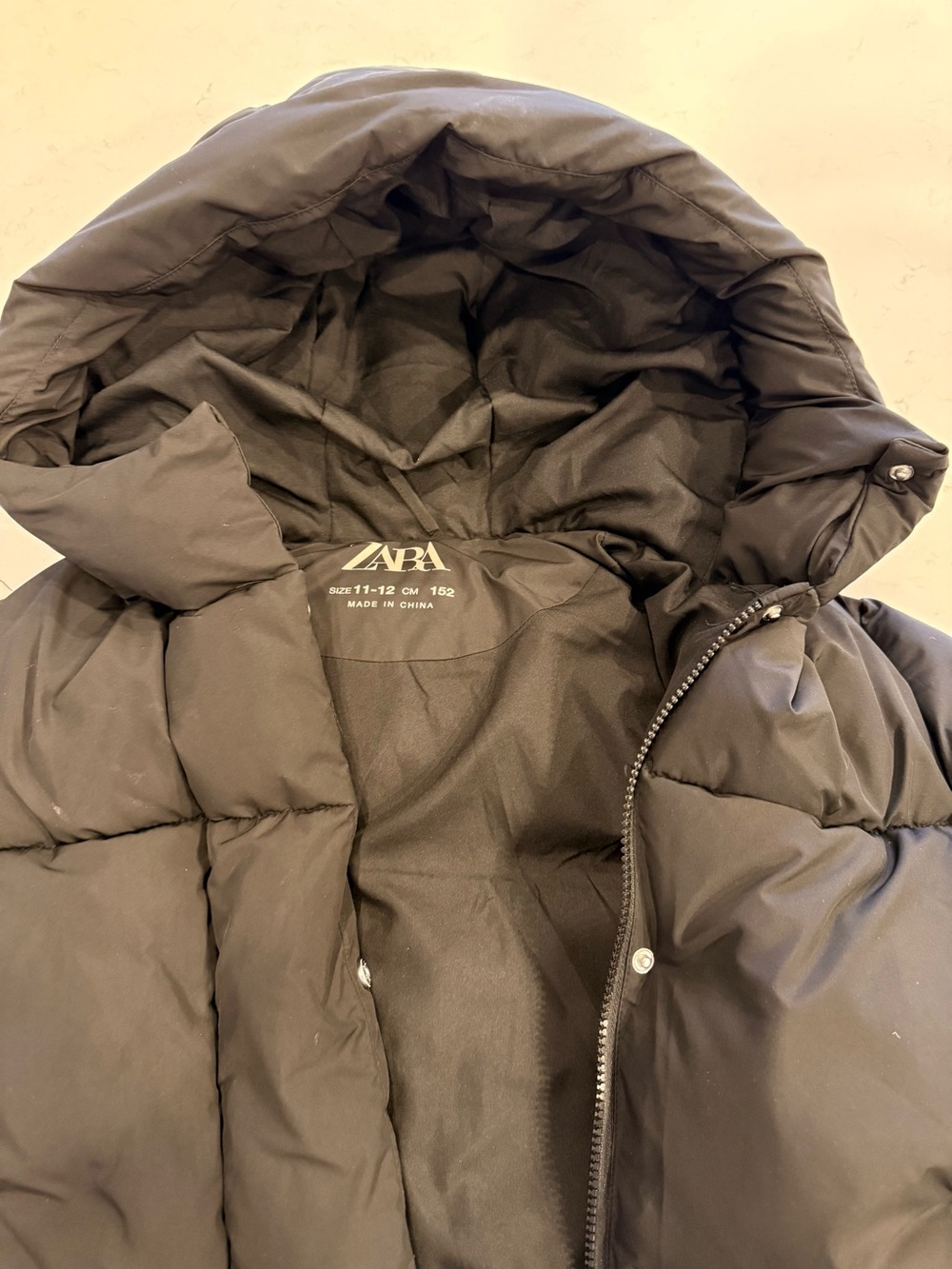 Zara Black Puffer Jacket with Hood